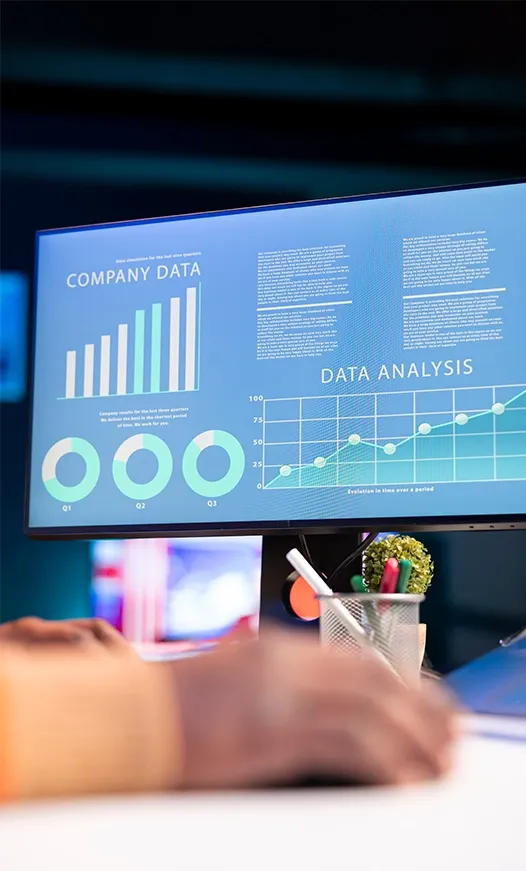 Advisor reviewing business performance data